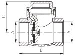 Sklendinis atbulinis vožtuvas FERRO ZZK4 1 1/4", žalvaris, ZZK4