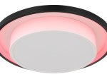 Lubinis LED šviestuvas GLOBO Morgan, 21W, 230V, 2120lm, 2700-6500K, RGB, dim., atmintis, su pultu, juodas, matinis, akrilinis opalas, 450x450x65mm,41390-21