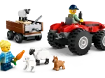 Konstruktorius LEGO City, raudonas ūkio traktorius su priekaba ir avimi