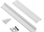 Profilis LED juostoms EUROLIGHT Al-C2-W, aliuminis, kampinis, baltos spalvos anoduotas, ilgis 2 m, komplekte matinis dangtelis, 4 antgaliai ir 4 laikikliai