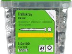 Terasiniai medsraigčiai ESSVE, 5,0 x 100 mm, TX20 RFR, A4 nerūdijantis plienas, 100 vnt.