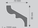 Lubų/sienų apdailos juostelė HOMESTAR Modern S80, spl. balta, 70x80x2000 mm, 13005