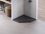 Dušo padėklas HARMONY Laut Rock HAR-0018, 90 x 90 x 4,5 cm, akrilinis, juodas, penkiakampis, natūralaus akmens imitacija