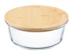Produktų laikymo indas AMBITION Natural, su bambuko dangteliu, apvalios formos, 900 ml