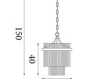 Pakabinamas šviestuvas SEARCHLIGHT Lara, E27, 1 x 60W, 230V, auksinis metalas su skaidriais stikliniais strypais, 260 x 260 x 400 mm, maksimalus aukštis 1500 mm, 11200-1GO