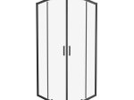 Dušo kabina HARMONY Varianta Black Har-0035, 80 x 80 x 206 cm, R-55, pusapvalė, juodas profilis, skaidrus stiklas durų 6 mm, sienų 5 mm, su žemu padėklu, sifonu
