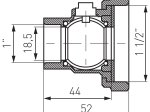 Rutulinis ventilis FERRO KSP2, su laisvąja veržle siurbliui, be rankenėlės, 1" x 1 1/2" vidus-vidus, KSP2