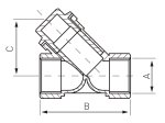 Filtras-purvarinkis FERRO F05, 1 1/2", žalvarinis, PN10, F05