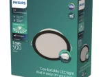 Montuojamas šviestuvas panelė PHILIPS Meson, įleidžiama, LED 5,5 W, 3000K, 500lm, apvali, juodos sp., 90 mm skersmens