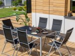 Lauko baldų komplektas ASTORIA, komplektą sudaro pietų stalas, 6 sulankstomos kėdės, antracito sp.