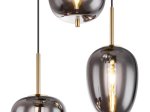 Pakabinamas šviestuvas GLOBO Blacky I, E14, 3 x 40W, 230V, žalvario sp. metalas, dūmų sp. stiklas, 460 x 1200 mm, 15345-3MM
