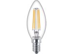 LED lempa PHILIPS, 6,5W (=60W), E14 B35 žvakė, 220-240V, 2700K, 806 lm, filamentinė, skaidri