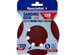 Šlifavimo diskas SPECIALIST+, su skylėmis, P220, 125 mm, 5 vnt.