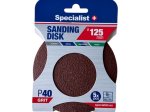 Šlifavimo diskas SPECIALIST+, P40, 125 mm, 5 vnt.