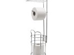 Tualeto popieriaus laikiklis su stovu ir lentynėle RIDDER, Mila, pastatomas, chromas, plienas