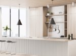 MDF sienų lentjuostė LINEA SLIM, spl. white/oak, 2650x150x30 mm, dekoratyvinė