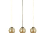 Pakabinamas šviestuvas SEARCHLIGHT Balls, 3LT, E27, 3x60W, AXPxG 150x860x20 cm, antikinio žalvario sp. ir gintaro sp. stiklas, 1623-3AM