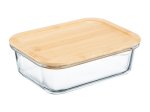 Produktų laikymo indas AMBITION Natural, su bambuko dangteliu, stačiakampio formos, 1000 ml