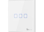 Išmanusis jungiklis SONOFF T2Eu3C-Rf, 3 kan., 2xCR2032 elementai (į kompl. neįeina), valdomas liečiamu mygtuku, programėle, Wi-Fi, baltos sp.