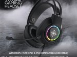 Laidinės žaidimų ausinės DELTACO GAMING DH220, USB, RGB, juodos sp., GAM-168