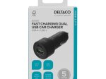 Automobilinis įkroviklis DELTACO USBC-CAR122, 1x USB-C 18 W, 1x USB-A 18 W, juodos sp.