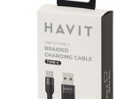 USB-A-Type C laidas HAVIT M.Cube 617/6134, 0,5 GB/s, 2,1A, 1-1,2m, pinto audinio laidas
