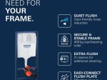 Klozeto komplektas GROHE SOLIDO 5-in-1 BAU CERAMIC: rėmas GROHE Rapid SL, klozetas Grohe Bau Ceramic, mygtukas Grohe Even, chromo sp., laikikliai ir garso izoliacijos tarpinė, 112957SH00