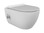 Klozetas CERASTYLE, pakab., be nuplovimo lanko, lėtai nusileidžiantis dangtis, integruota bidė f-ja (maišytuvas ir bidė purkštukas), 122067