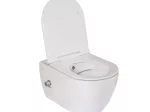 Klozetas CERASTYLE, pakab., be nuplovimo lanko, lėtai nusileidžiantis dangtis, integruota bidė f-ja (maišytuvas ir bidė purkštukas), 122067
