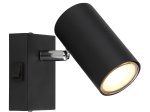 Kryptinis šviestuvas GLOBO Robby, GU10, 1 x 25W, 230V, su jungikliu, metalinis, matinės juodos sp., 70 x 100 x 120 mm, 57911-1B