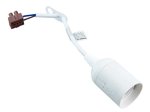 Lempos lizdas DPM, E27, 250 V, 4 A, 2x0,75 mm², remonto darbams, laido ilgis 15 cm, su kontaktine kaladėle, baltos sp.