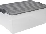Daiktadėžė ROTHO Compact A3, skaidri, su pilku dangčiu, 38 l 