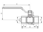 Rutulinis ventilis dujoms FERRO G61, 1/2", ilga rankena, vidus/vidus, KGN1