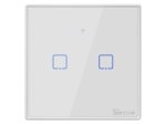 Išmanusis jungiklis SONOFF T2Eu2C-Rf, 2 kan., 2xCR2032 elementai (į kompl. neįeina), valdomas liečiamu mygtuku, programėle, Wi-Fi, baltos sp.