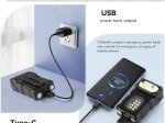 LED žibintuvėlis ENTAC EN-2041, 5 W, 200 lm, IP44, įkraunamas su USB-C,  su pasukama galvute, su magnetu, raudonas LED