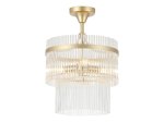 Pakabinamas šviestuvas SEARCHLIGHT Lara, E14, 3 x 60W, 230V, auksinis metalas su skaidriais stikliniais strypais, 350 x 350 x 500 mm, 11300-3GO