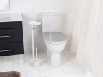 Tualeto šepetys su stovu RIDDER Albany 3In1, pastatomas, baltas matinis, plienas/bambukas, tualeto šepetys, tualetinio popieriaus laikiklis ir atsarginis laikiklis