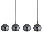 Pakabinamas šviestuvas SEARCHLIGHT Amsterdam, 4LT, E27, 4x60W, AXPxG 241x175x30 cm, juodos sp. metalas ir dūminis stiklas, 1024-4SM