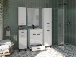 Vonios spintelės komplektas DEFRA D60, 60 x 80 x 40 cm, apatinis, pastatomas, baltas, blizgus, 2 durų, 1 stalčius, su praustuvu, juodos sp. rankenėlės ir kojos