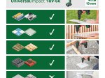 Akumuliatorinis smūg. gręžtuvas BOSCH Green Universal Impact, 18V-60, 2 x 2 Ah, maks. sukimo momentas 60 Nm, bešepetėlis variklis, 13 mm metalinis griebtuvas, svoris 1,3kg