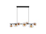 Pakabinamas šviestuvas SEARCHLIGHT Sunbeam, G9, 7 x 7W, 230V, skaidrus ir gintarinis raukšlėtas stiklas, 900 x 320 x 300 mm, maksimalus aukštis 1500 mm, 24123-7BK