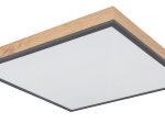Lubinis LED šviestuvas GLOBO Doro, 24W, 230V, 2500 lm, 3000K, MDF medžio išvaizda, rėmas ažuolo, aliuminio grafito sp., 450 x 450 x 60 mm, 416080WD2.