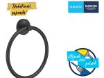 Ranksluosčių kabykla GROHE Quickfix Start, pakabinamas, kilpa, juodos matinės spalvos, montuojamas sukant arba klijuojant, 411742430
