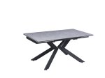 Valgomojo stalas su prailginimu, metalinis su keraminiu stalviršiu, pilkos/juodos sp., 160-240 x 90 x 77 cm, TJG-17