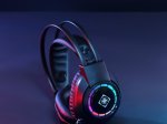 Laidinės žaidimų ausinės DELTACO GAMING DH220, USB, RGB, juodos sp., GAM-168