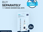 Dušo komplektas GROHE QuickFix Vitalio Comfort 110, 2-srovių dušelis, stovas ir žarna, klijuojamas arba prisukamas, chromo spalva, 26929001