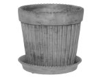Keraminis lauko vazonas 4Living Como, su lėkštute, pilkos sp., 17 x 17 x 16,5 cm.