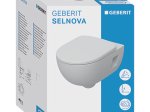 Klozetas GEBERIT Selnova, pakabinamas, be nuplovimo lanko, lėto nusileidimo ir greito nuėmimo dangtis, 501.750.00.1