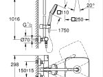 Dušo komplektas GROHE VITALIO COMFORT 250, su termostatiniu maišytuvu, 250mm lietaus galva ir 2-jų srovių 110mm dušeliu, chromas,  26696001