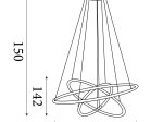 Pakabinamas LED šviestuvas SEARCHLIGHT Revolve, 59,81W, 230V, 3000K, 7774lm, dimeriuojamas, 790 x 790 x 1420 mm, maksimalus aukštis 1500 mm, 40176-3BK